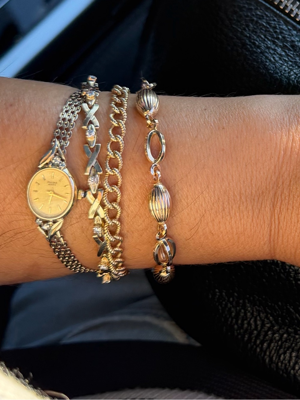 Vintage Gold-Filled Twisted texture link Bracelet for wrist stack